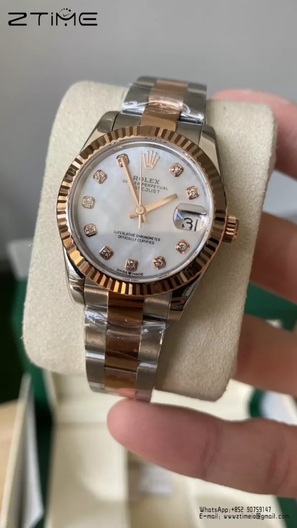 Rolex DateJust SS/RG 31mm 278271 A+ Factory 1:1 Best Edition MOP Diamond Dial President Bracelet - Super Clone Watch | 1:1 Nejlepší verze