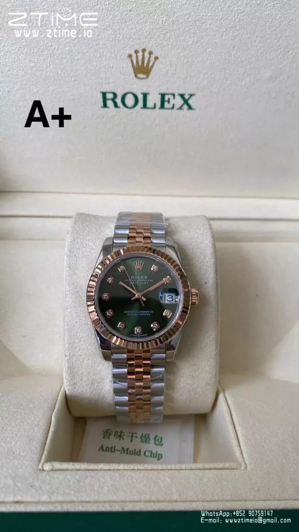 Rolex DateJust SS/RG 31mm 278271 A+ Factory 1:1 Best Edition Green Diamond Dial - Super Clone Watch | 1:1 Best Version