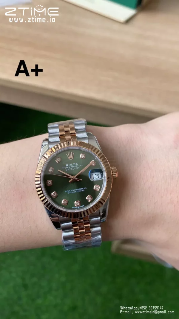 Rolex DateJust SS/RG 31mm 278271 A+ Factory 1:1 Best Edition Green Diamond Dial - Super Clone Watch | 1:1 Best Version