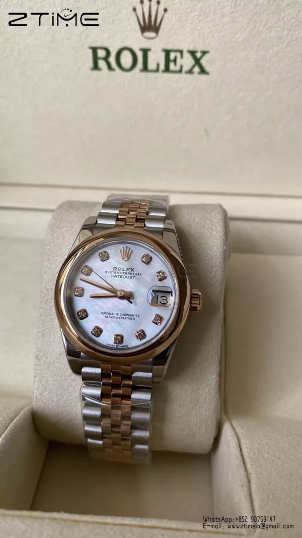Rolex DateJust SS/RG 31mm 278271 A+ Factory 1:1 Best Edition MOP Diamond Dial Smooth Bezel - Super Clone Watch | 1:1 Best Version