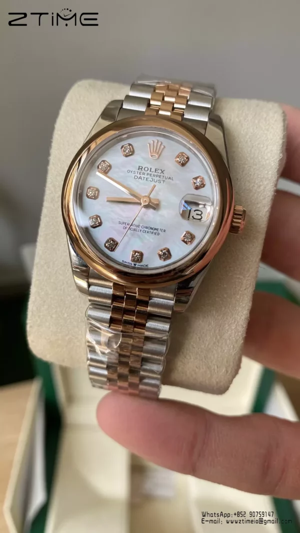 Rolex DateJust SS/RG 31mm 278271 A+ Factory 1:1 Best Edition MOP Diamond Dial Smooth Bezel - Super Clone Watch | 1:1 Best Version
