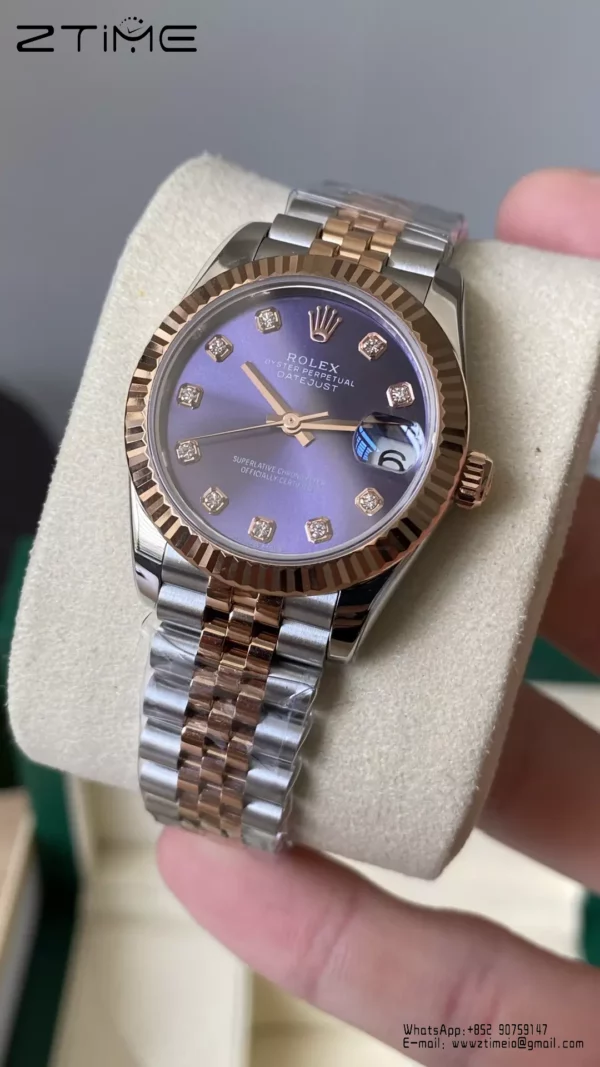 Rolex DateJust SS/RG 31mm 278271 A+ Factory 1:1 Best Edition Quadrante Viola Diamante - Orologio Super Clone | 1:1 Best Version