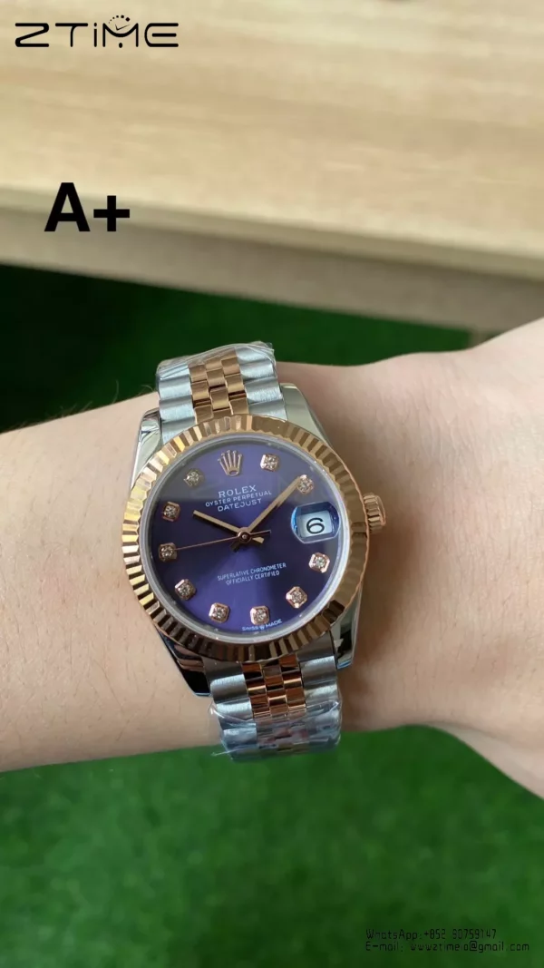 Rolex DateJust SS/RG 31mm 278271 A+ Factory 1:1 Best Edition Quadrante Viola Diamante - Orologio Super Clone | 1:1 Best Version