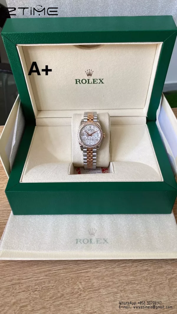 Rolex DateJust SS/RG 31mm 278381 A+ Factory 1:1 Best Edition Floral Dial Diamond Bezel - Super Clone Watch | 1:1 Best Version