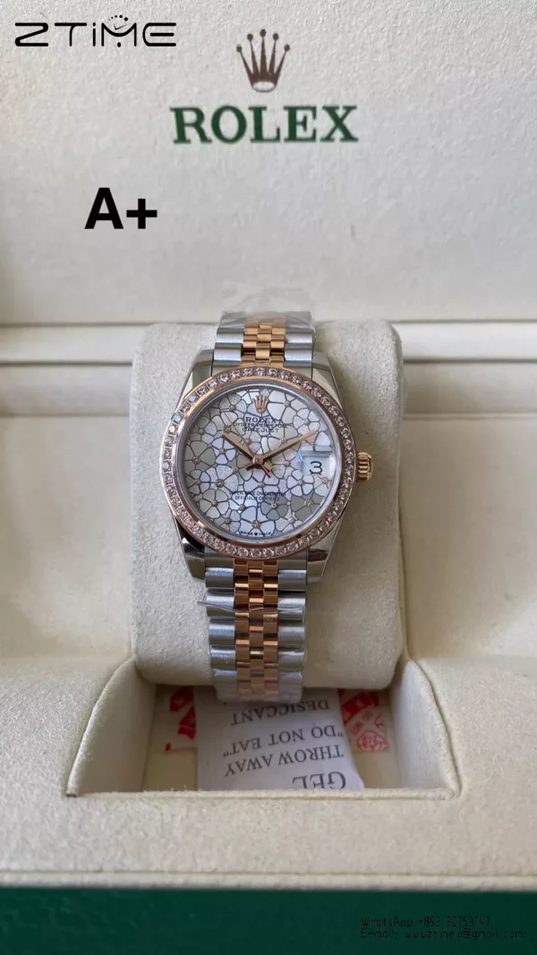 Rolex DateJust SS/RG 31mm 278381 A+ Factory 1:1 Best Edition Floral Dial Diamond Bezel - Super Clone Watch | 1:1 Best Version