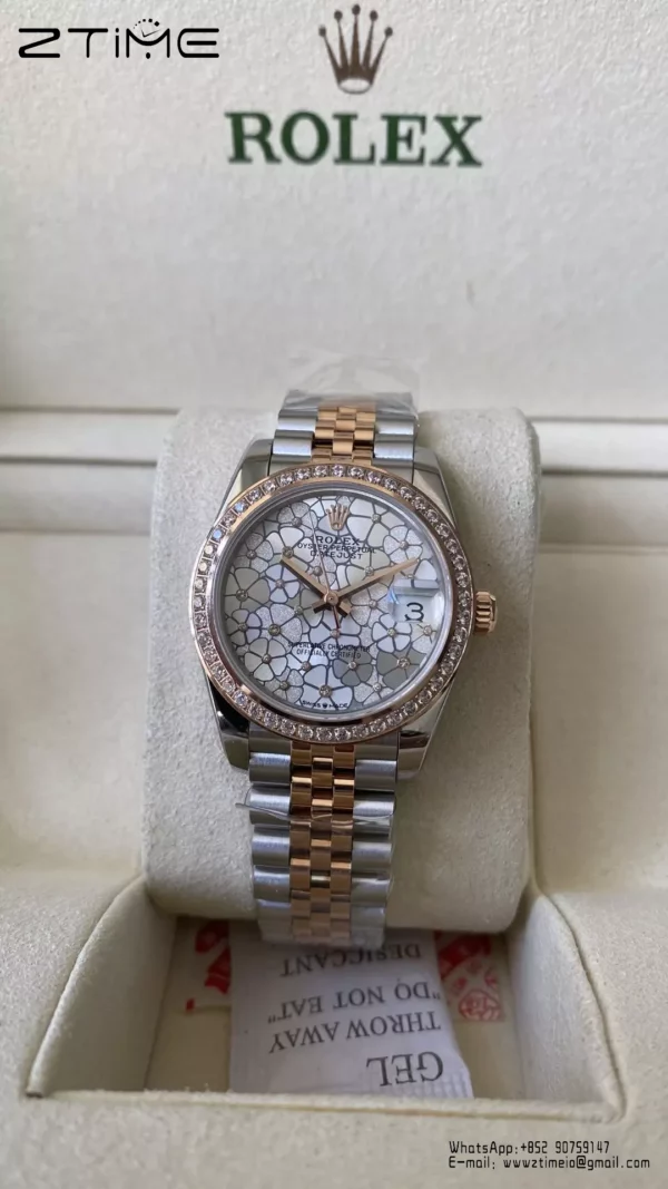 Rolex DateJust SS/RG 31mm 278381 A+ Factory 1:1 Best Edition Floral Dial Diamond Bezel - Super Clone Watch | 1:1 Best Version