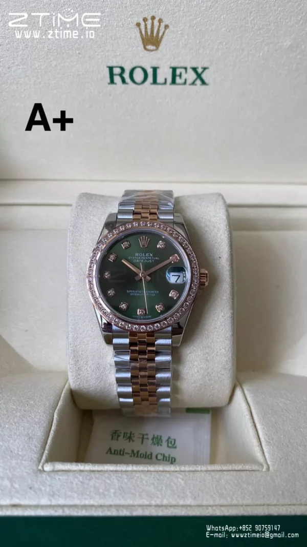 Rolex DateJust SS/YG 31mm 278383 A+ Factory 1:1 Best Edition Green Dial Diamond Bezel - Super Clone Watch | 1:1 Best Version