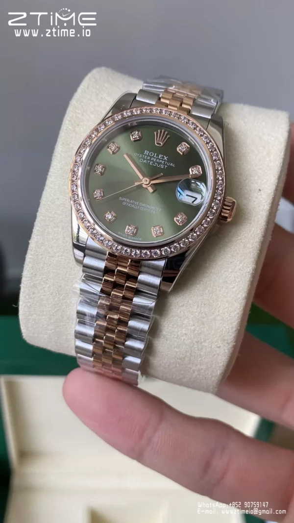 Rolex DateJust SS/YG 31mm 278383 A+ Factory 1:1 Best Edition Green Dial Diamond Bezel - Super Clone Watch | 1:1 Best Version