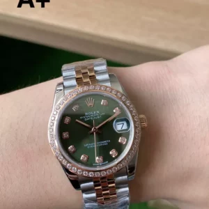 Rolex DateJust SS/RG 31mm 278381 A+ Factory 1:1 Best Edition Green Dial Diamond Bezel - Super Clone Watch | 1:1 Best Version