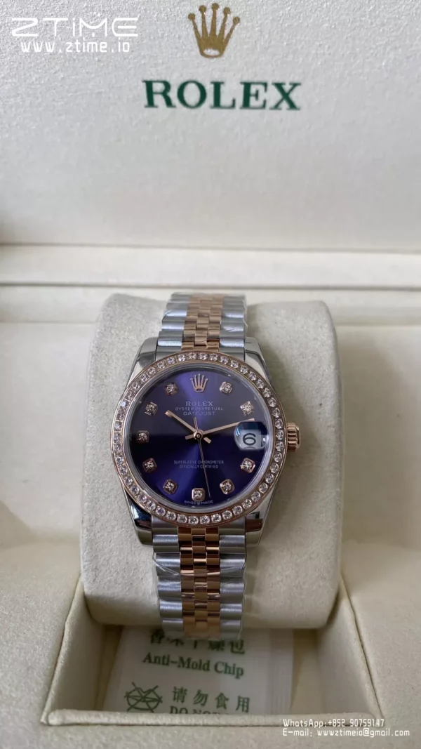 Rolex DateJust SS/RG 31mm 278381 A+ Factory 1:1 Best Edition Violet Dial Diamond Bezel - Super Clone Watch | 1:1 Best Version