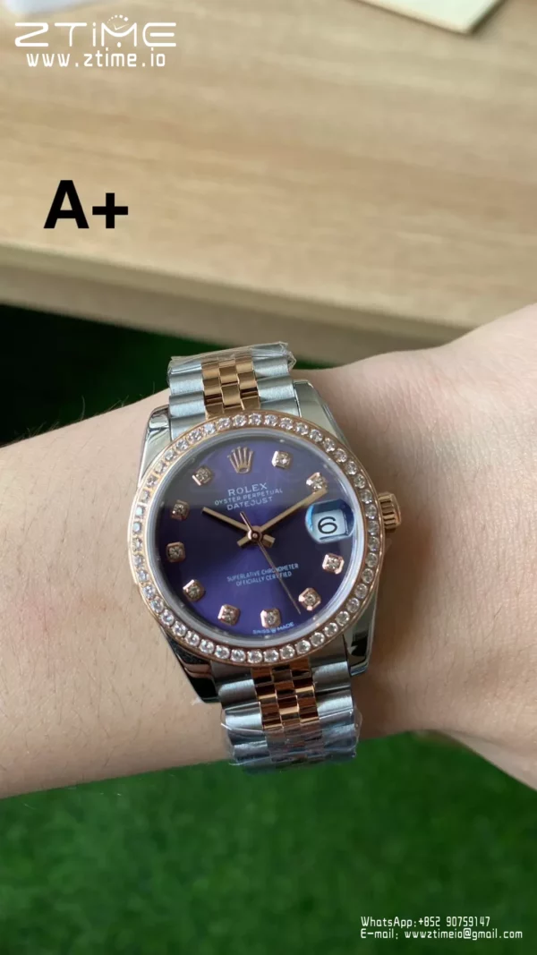 Rolex DateJust SS/RG 31mm 278381 A+ Factory 1:1 Best Edition Violet Dial Diamond Bezel - Super Clone Watch | 1:1 Best Version
