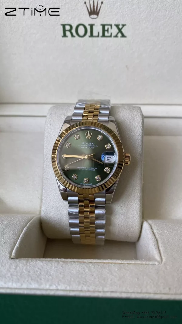 Rolex DateJust SS/YG 31mm 278273 A+ Factory 1:1 Best Edition Green Diamond Dial Jubilee Bracelet - Super Clone Watch | 1:1 Best Version