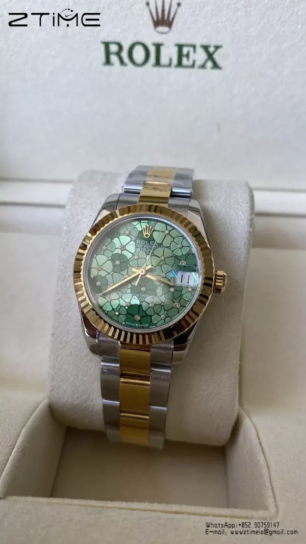 Rolex DateJust SS/YG 31mm 278273 A+ Factory 1:1 Best Edition Green Floral Diamonds Dial - Super Clone Watch | 1:1 Best Version