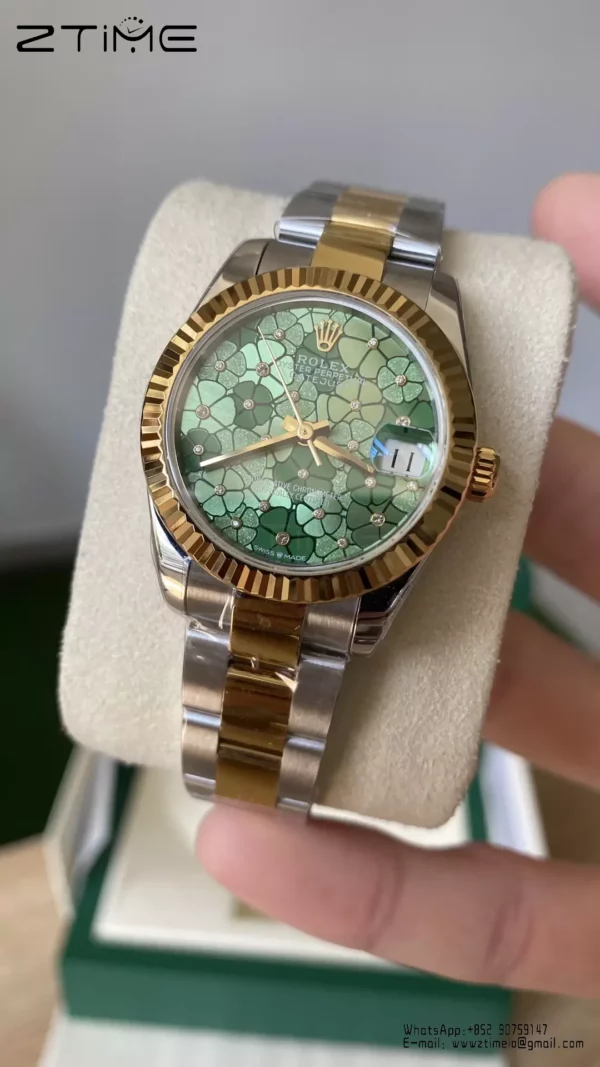Rolex DateJust SS/YG 31mm 278273 A+ Factory 1:1 Best Edition Green Floral Diamonds Dial - Super Clone Watch | 1:1 Best Version