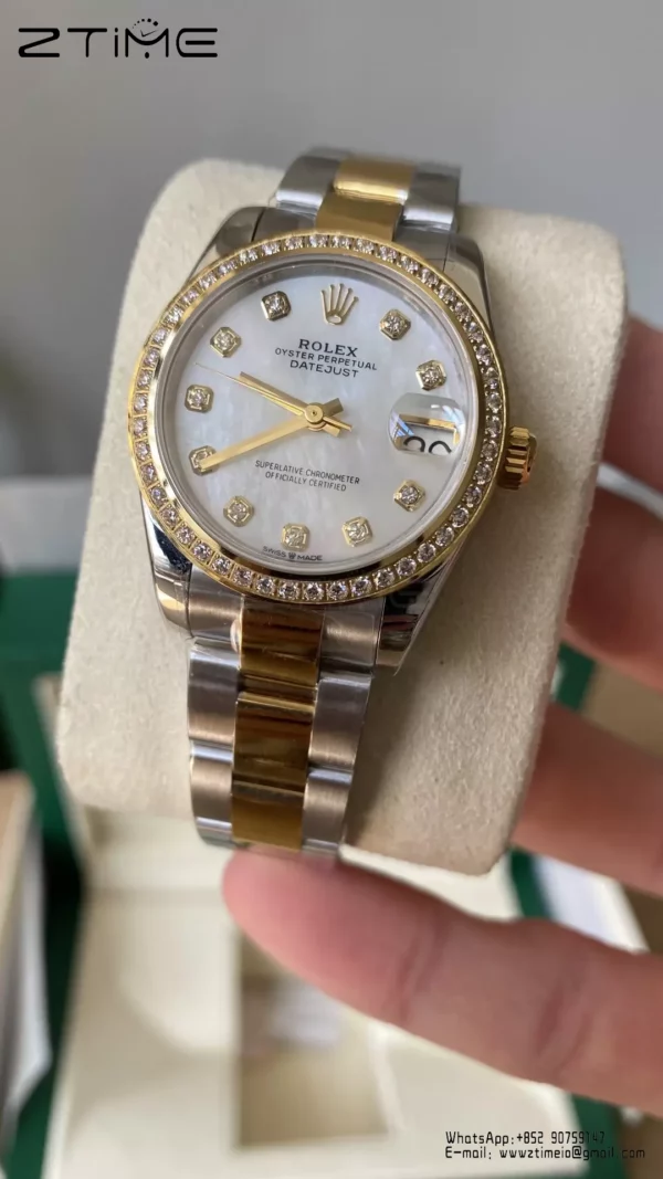 Rolex DateJust SS/YG 31mm 278273 A+ Factory 1:1 Best Edition MOP Dial Diamond Bezel - Super Clone Watch | 1:1 Best Version