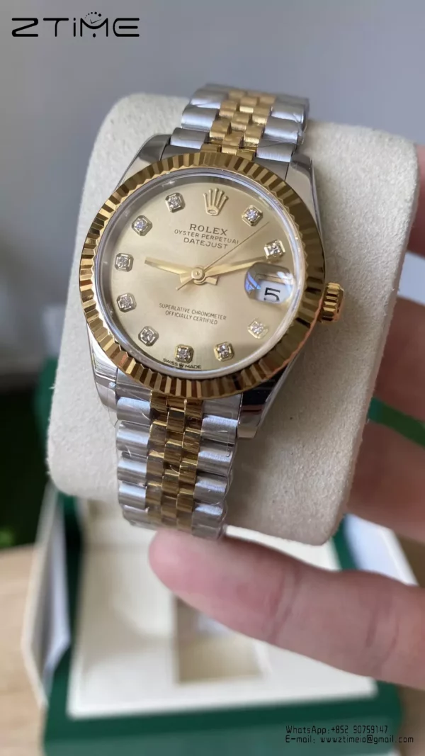 Rolex DateJust SS/YG 31mm 278273 A+ Factory 1:1 Best Edition YG Diamond Dial Jubilee Bracelet - Super Clone Watch | 1:1 Best Version