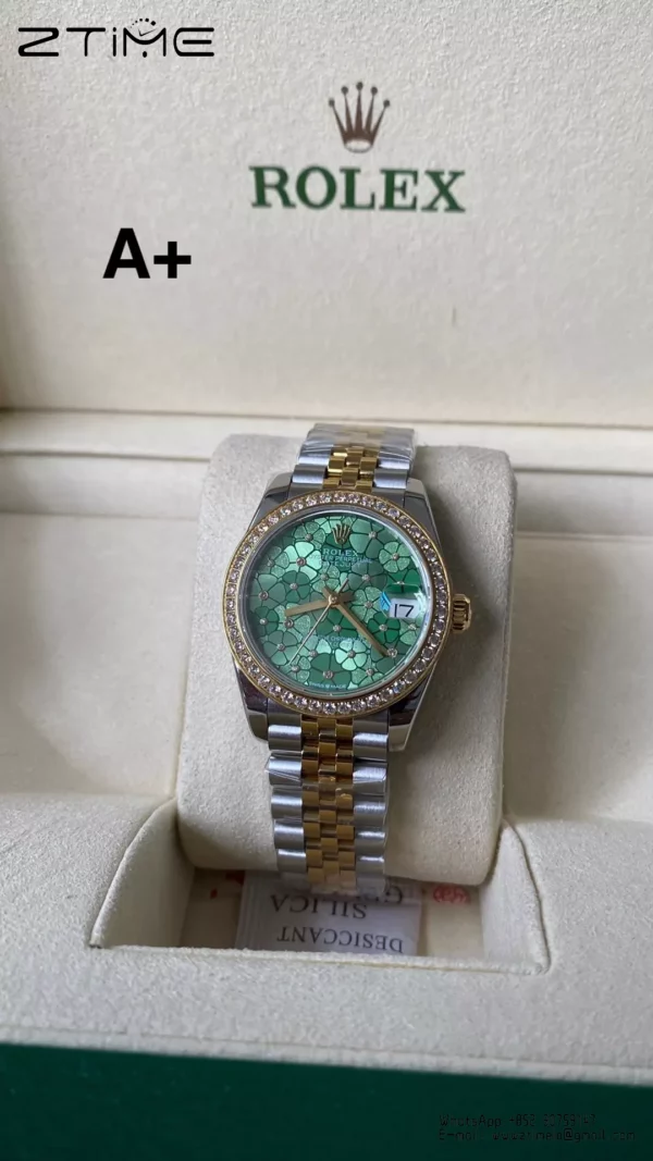 Rolex DateJust SS/YG 31mm 278383 A+ Factory 1:1 Best Edition Green Floral Dial Diamond Bezel - Super Clone Watch | 1:1 Best Version