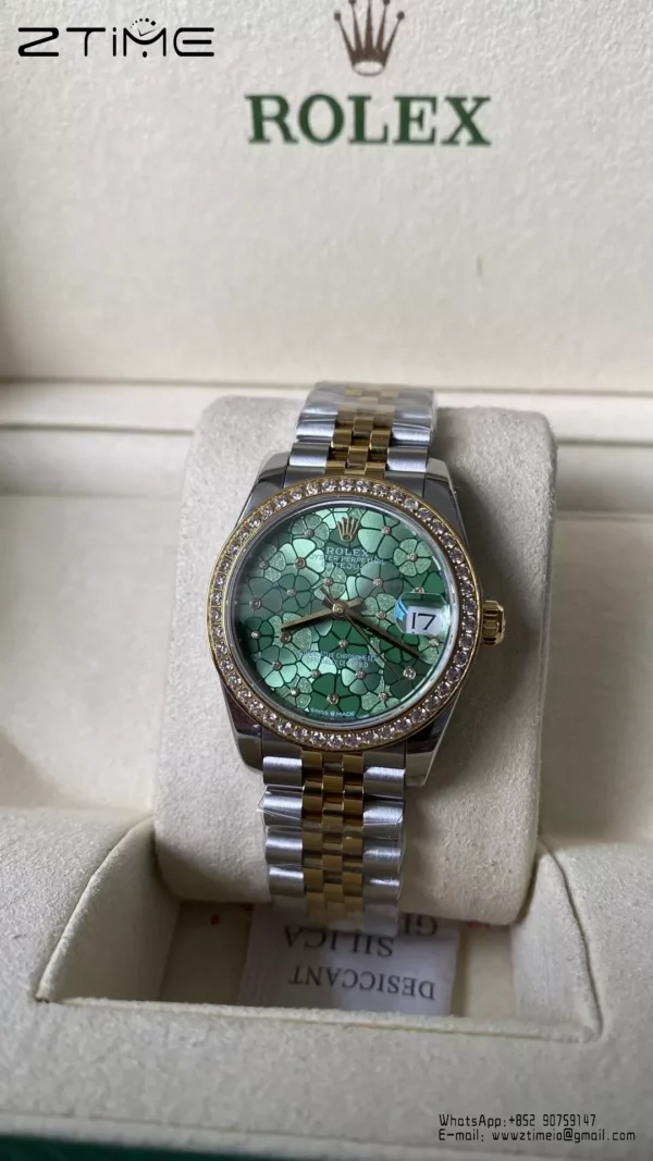 Rolex DateJust SS/YG 31mm 278383 A+ Factory 1:1 Best Edition Green Floral Dial Diamond Bezel - Super Clone Watch | 1:1 Best Version