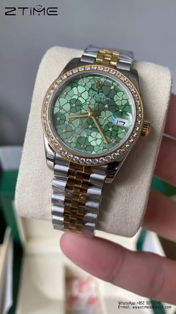 Rolex DateJust SS/YG 31mm 278383 A+ Factory 1:1 Best Edition Green Floral Dial Diamond Bezel - Super Clone Watch | 1:1 Best Version