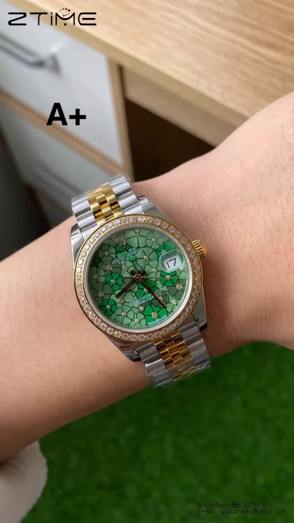 Rolex DateJust SS/YG 31mm 278383 A+ Factory 1:1 Best Edition Green Floral Dial Diamond Bezel - Super Clone Watch | 1:1 Best Version