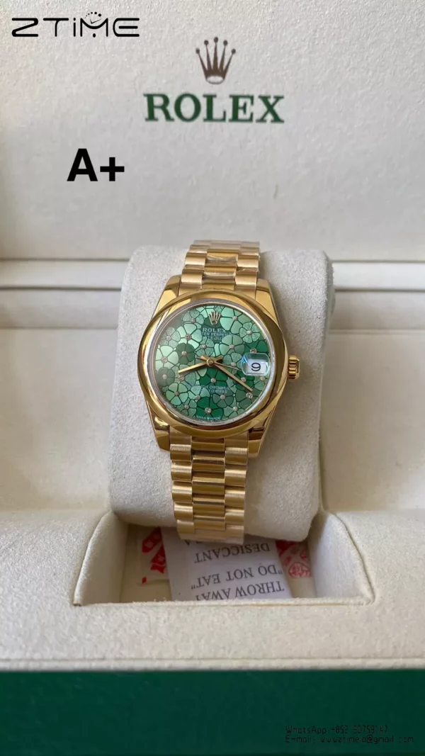 Rolex DateJust YG 31mm 278248 A+ Factory 1:1 Best Edition Green Floral  Dial - Super Clone Watch | 1:1 Best Version