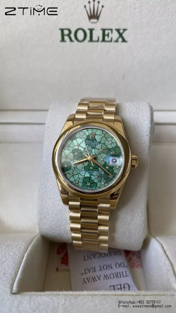 Rolex DateJust YG 31mm 278248 A+ Factory 1:1 Best Edition Green Floral  Dial - Super Clone Watch | 1:1 Best Version