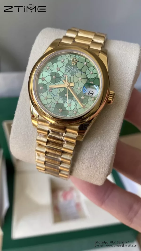 Rolex DateJust YG 31mm 278248 A+ Factory 1:1 Best Edition Green Floral  Dial - Super Clone Watch | 1:1 Best Version