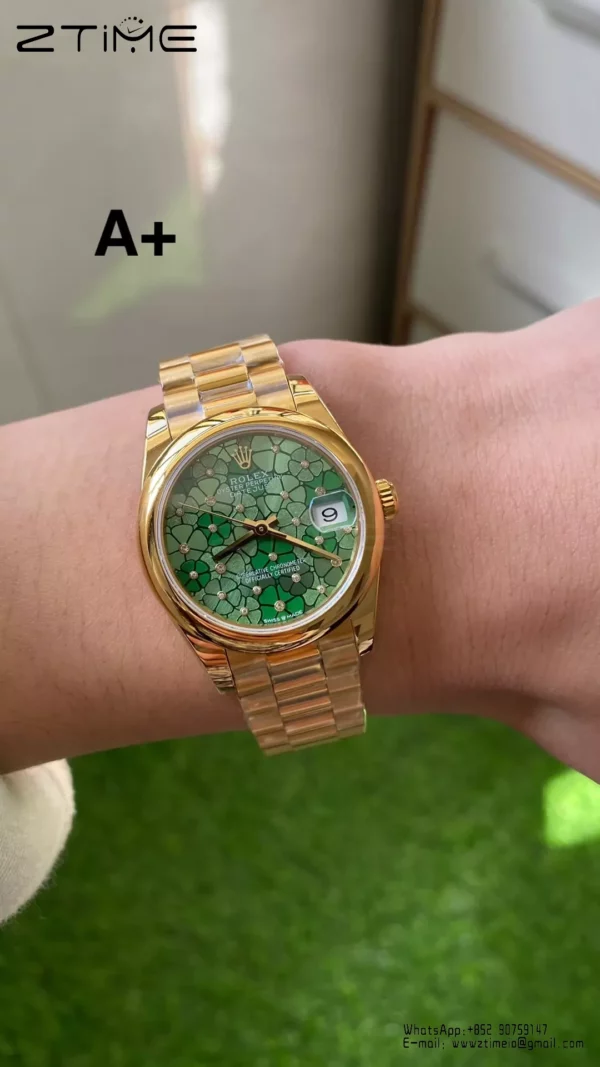 Rolex DateJust YG 31mm 278248 A+ Factory 1:1 Best Edition Green Floral  Dial - Super Clone Watch | 1:1 Best Version