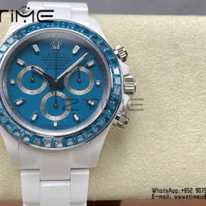 Rolex Daytona IPK Factory AET White Ceramic Case and Bracelet Blue Dial Blue Bezel SH4131 - Super Clone Watch | 1:1 Best Version