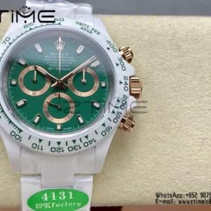 Rolex Daytona IPK Factory AET White Ceramic Case and Bracelet Green Dial SH4131 - Super Clone Watch | 1:1 Best Version