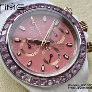 Rolex Daytona IPK Factory AET Λευκή κεραμική θήκη και βραχιόλι Ροζ καντράν Ροζ στεφάνη SH4131 - Super Clone Watch | 1:1 Best Version