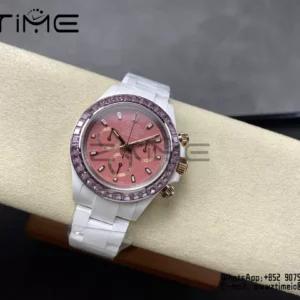 Rolex Daytona IPK Factory AET Λευκή κεραμική θήκη και βραχιόλι Ροζ καντράν Ροζ στεφάνη SH4131 - Super Clone Watch | 1:1 Best Version