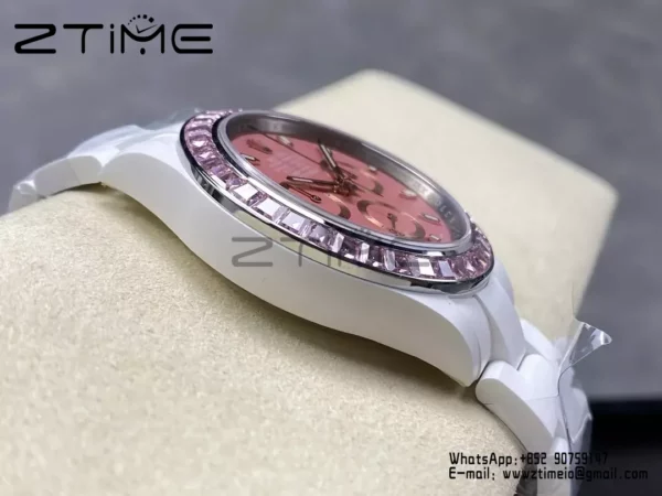 Rolex Daytona IPK Factory AET Λευκή κεραμική θήκη και βραχιόλι Ροζ καντράν Ροζ στεφάνη SH4131 - Super Clone Watch | 1:1 Best Version