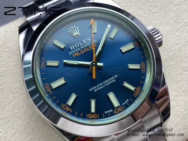 Rolex Milgauss 116400GV VSF 1:1 Best Edition 904L Steel Blue Dial on SS Bracelet VS3131 - Super Clone Watch | 1:1 Best Version
