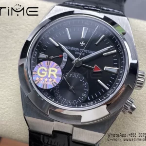 VC Overseas 41mm 7900V GR Factory 1:1 Best Edition Black Dial Black Leather Strap - Super Clone Watch | 1:1 Best Version