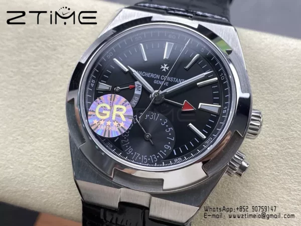 VC Overseas 41mm 7900V GR Factory 1:1 Best Edition Black Dial Black Leather Strap - Super Clone Watch | 1:1 Best Version