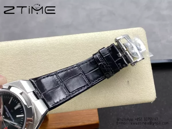 VC Overseas 41mm 7900V GR Factory 1:1 Best Edition Black Dial Black Leather Strap - Super Clone Watch | 1:1 Best Version