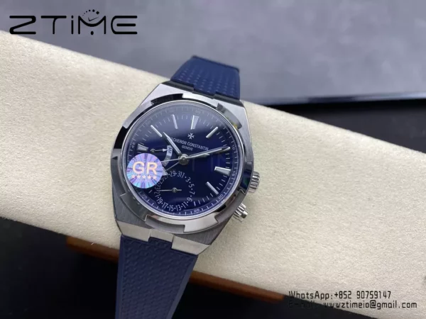 VC Overseas 41mm 7900V GR Factory 1:1 Best Edition Blue Dial Blue Leather Strap - Super Clone Watch | 1:1 Best Version