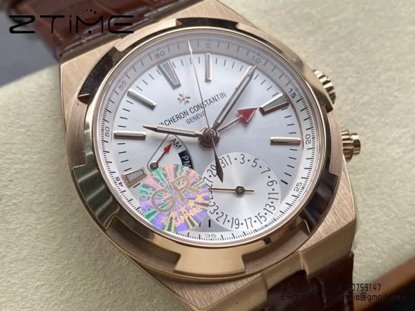 VC Overseas 41mm RG 7920V GR Factory 1:1 Best Edition White Dial Brown Leather Strap - Super Clone Watch | 1:1 Best Version