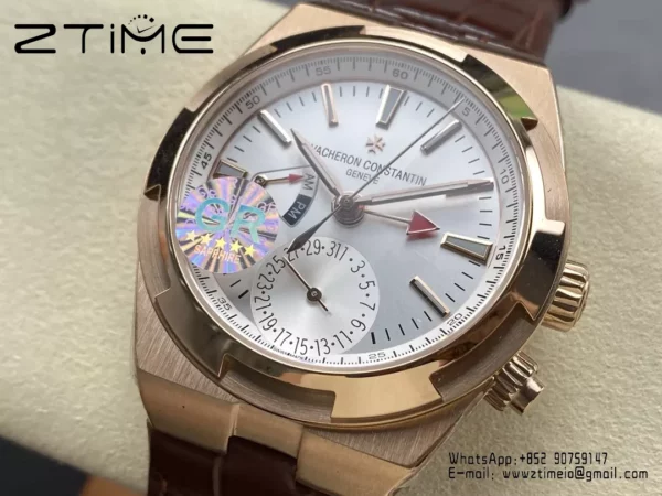 VC Overseas 41mm RG 7920V GR Factory 1:1 Best Edition White Dial Brown Leather Strap - Super Clone Watch | 1:1 Best Version