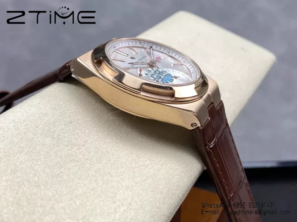 VC Overseas 41mm RG 7920V GR Factory 1:1 Best Edition White Dial Brown Leather Strap - Super Clone Watch | 1:1 Best Version