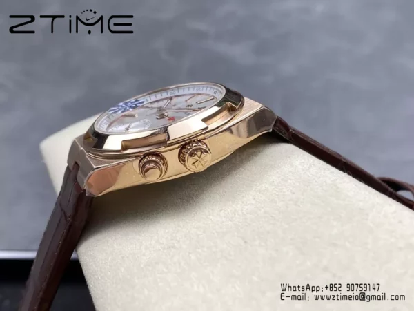 VC Overseas 41mm RG 7920V GR Factory 1:1 Best Edition White Dial Brown Leather Strap - Super Clone Watch | 1:1 Best Version