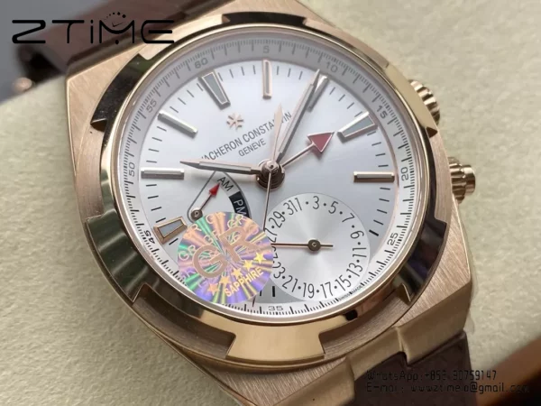 VC Overseas 41mm RG 7920V GR Factory 1:1 Best Edition White Dial Brown Rubber Strap - Super Clone Watch | 1:1 Best Version
