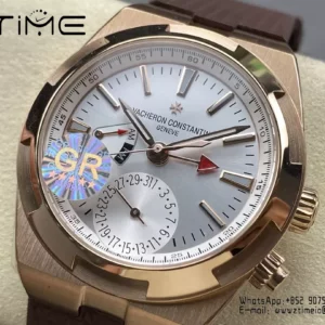 VC Overseas 41mm RG 7920V GR Factory 1:1 Best Edition White Dial Brown Rubber Strap - Super Clone Watch | 1:1 Best Version