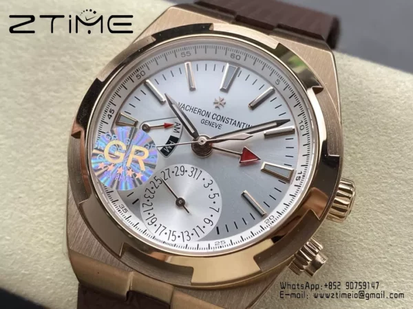 VC Overseas 41mm RG 7920V GR Factory 1:1 Best Edition White Dial Brown Rubber Strap - Super Clone Watch | 1:1 Best Version