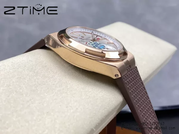 VC Overseas 41mm RG 7920V GR Factory 1:1 Best Edition White Dial Brown Rubber Strap - Super Clone Watch | 1:1 Best Version
