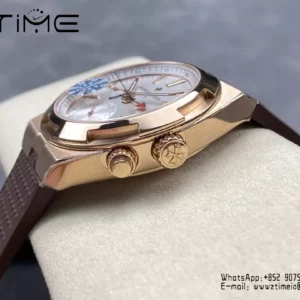 VC Overseas 41mm RG 7920V GR Factory 1:1 Best Edition White Dial Brown Rubber Strap - Super Clone Watch | 1:1 Best Version