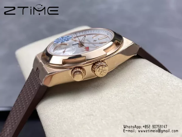 VC Overseas 41mm RG 7920V GR Factory 1:1 Best Edition White Dial Brown Rubber Strap - Super Clone Watch | 1:1 Best Version