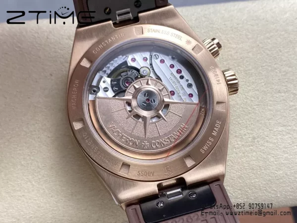VC Overseas 41mm RG 7920V GR Factory 1:1 Best Edition White Dial Brown Rubber Strap - Super Clone Watch | 1:1 Best Version