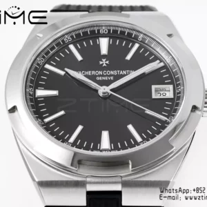 VC Overseas 4500V SS ZF 1:1 Best Edition Black Dial on Black Rubber Strap A5100 - Super Clone Watch | 1:1 Best Version